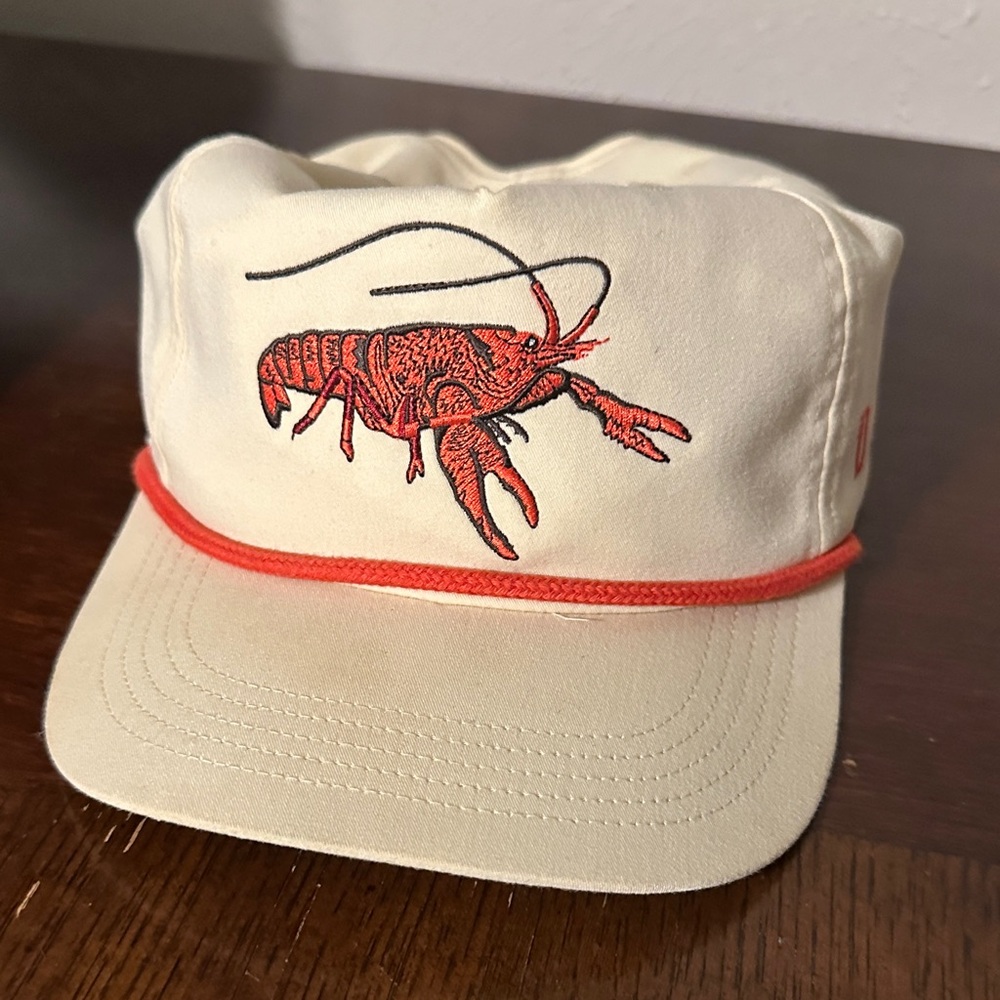 Duck Camp Cream and Red Crawfish Embroidered Hat